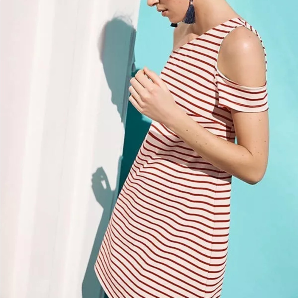 Anthropologie Maeve One Shoulder Stripe Dress
